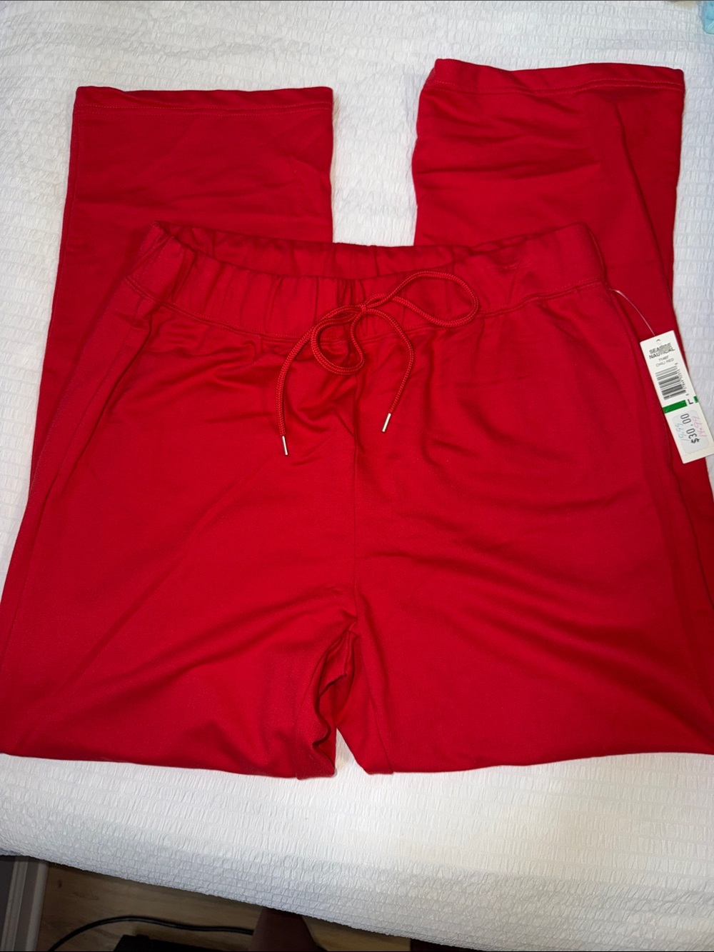 Erika Sport Red Wide Leg Drawstring Lounge Pants NWT Large